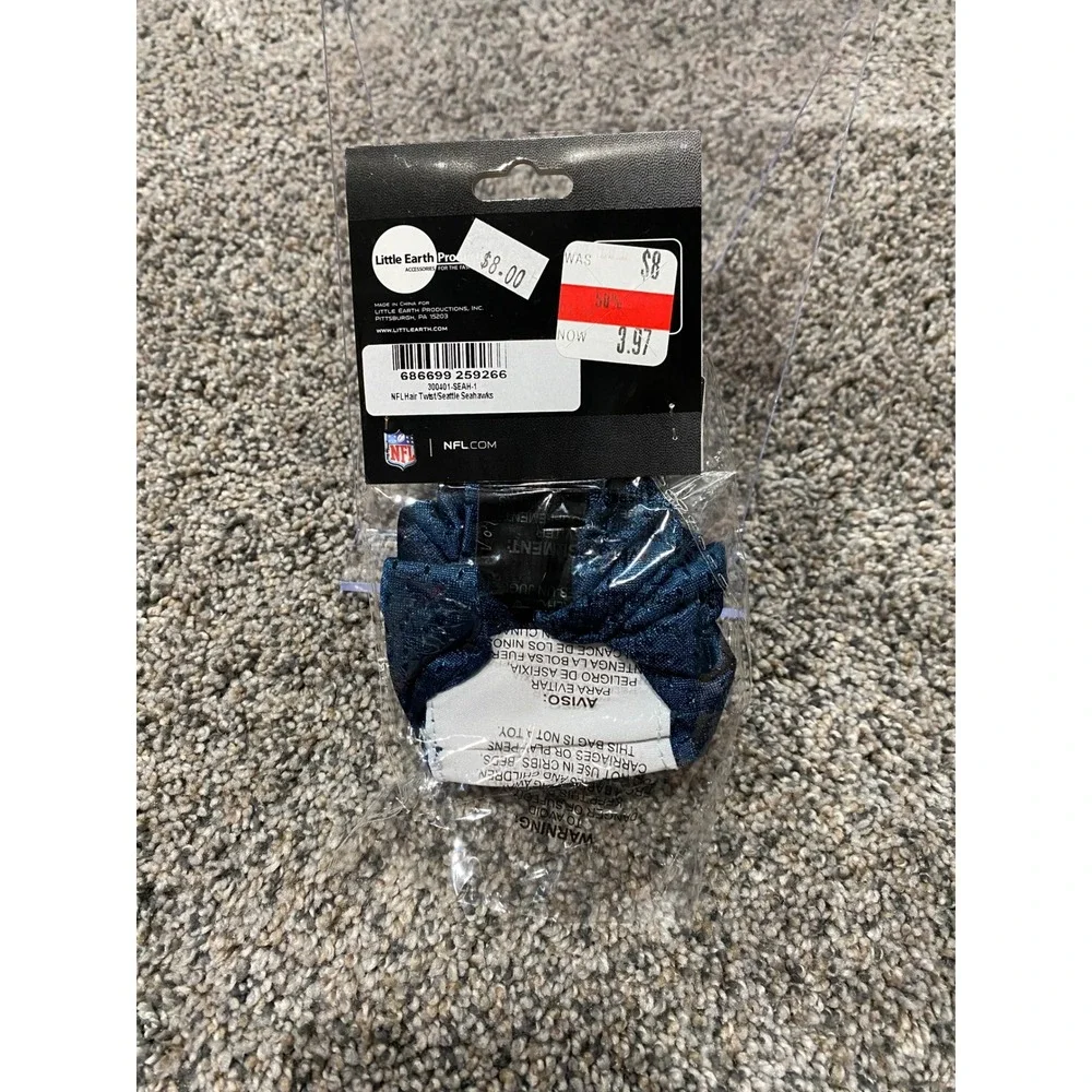 Little Earth NFL Hair Twist Womens OS Navy New Seattle Seahawks Mesh Scrunchie